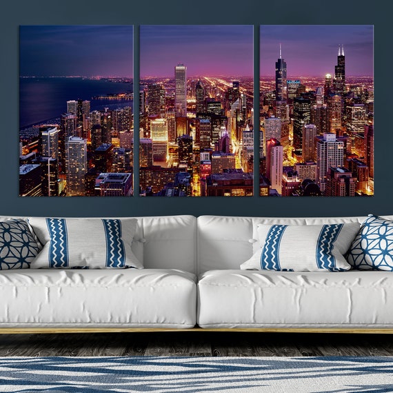 Multi Panel Chicago Skyline Canvas Art Print, Large Chicago Canvas Art, Framed  Canvas Art, City Skyline Print, Birthday Gift, Large Wall Art - Etsy