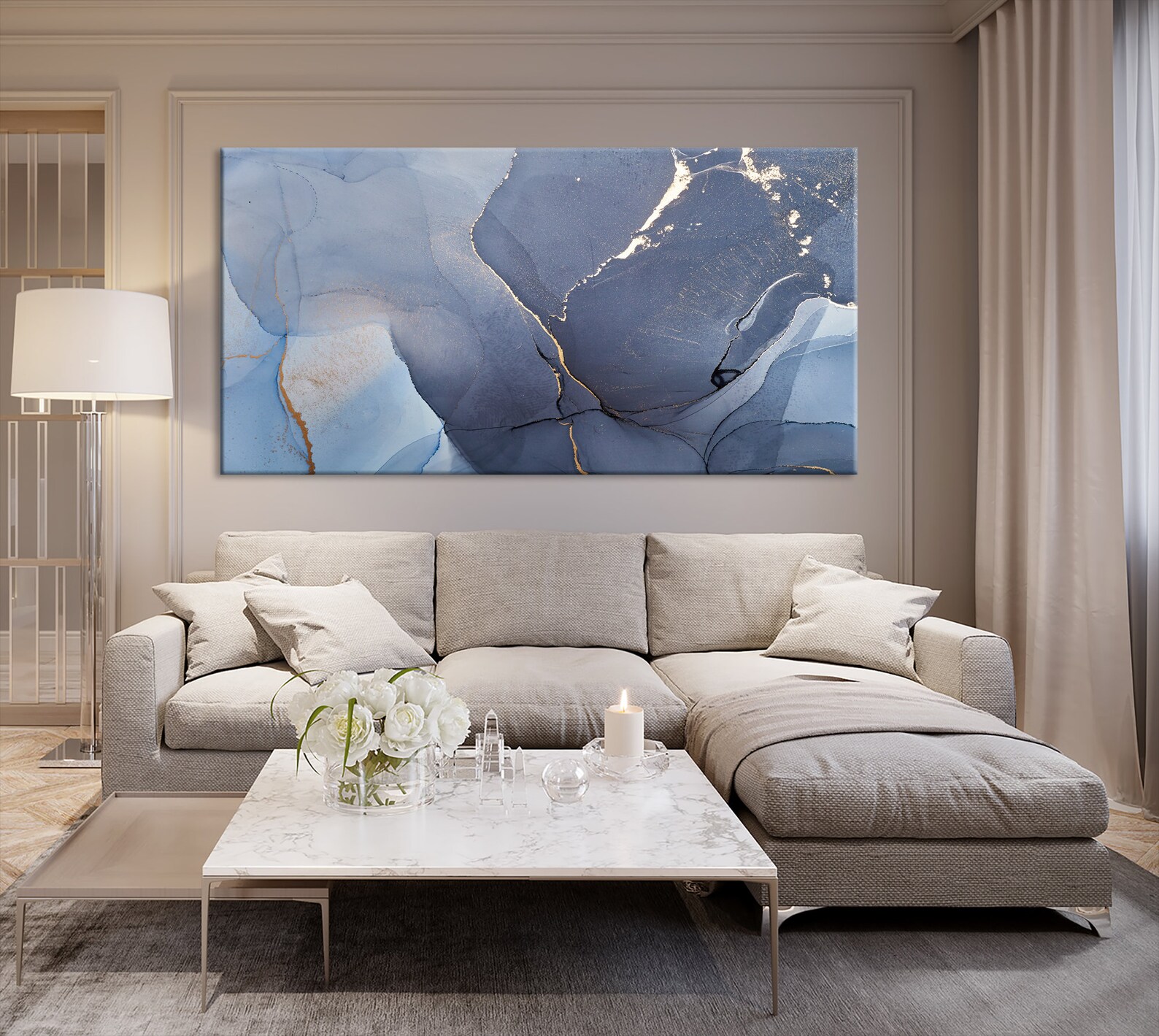 Contemporary Blue Wall Art Extra Large Canvas Wall Art - Etsy