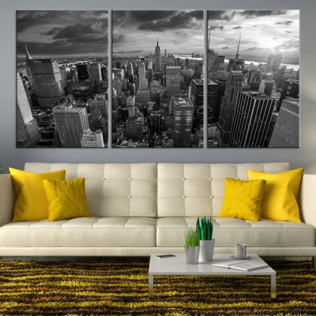 Extra Large New York City Wall Art Canvas Print, Black and White New ...