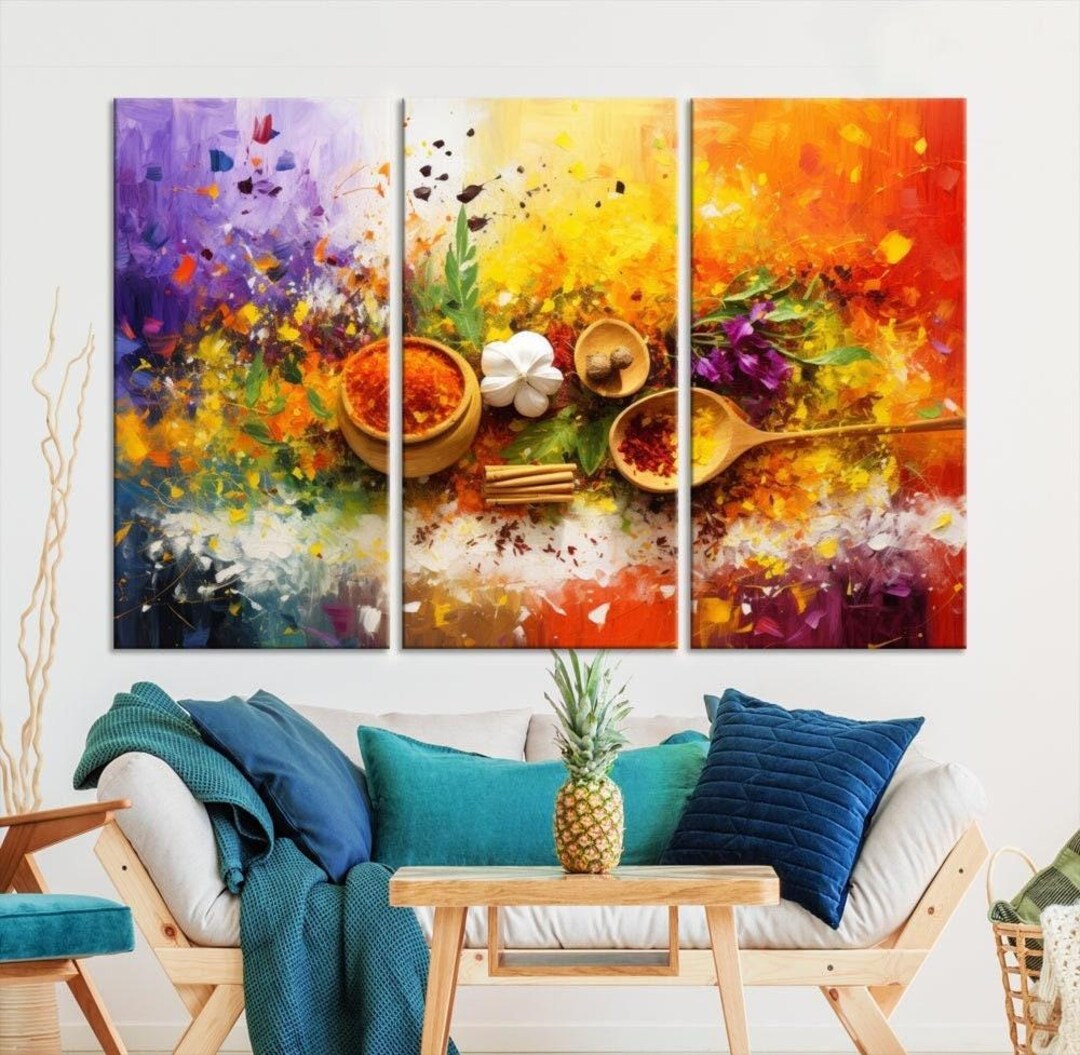 Colorful Kitchen Wall Art Canvas Print, Spices Art Print, Dining Rom ...