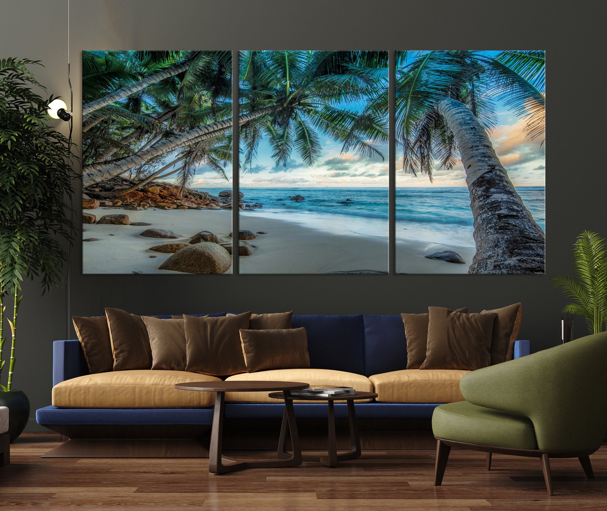 Extra Large Tropical Beach Canvas Wall Art Set of 5 Panel | Etsy