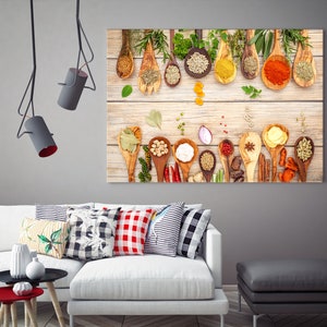 Modern Kitchen Wall Art Large Canvas Print Extra Large Wall Art Spices ...