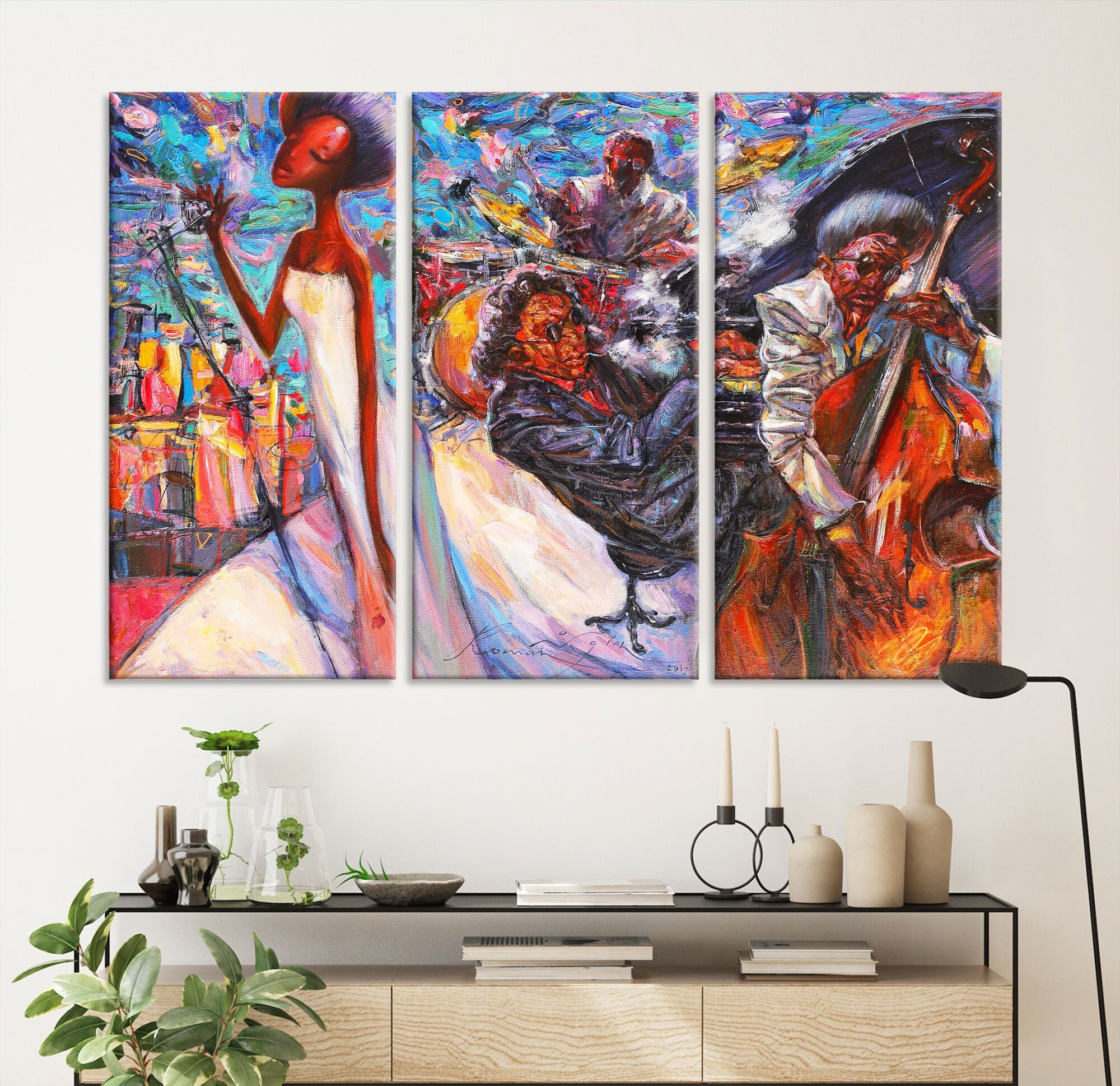 Abstract Jazz Band Wall Art Painting Jazz Canvas Art Print Etsy