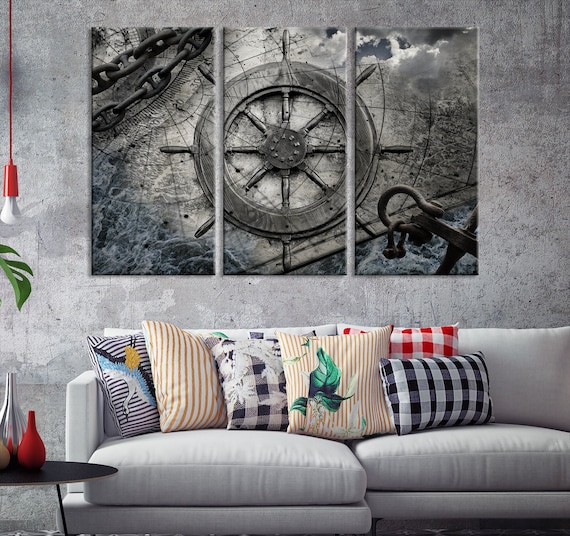 Ship Wheel Art Print Large Nautical Wall Art Ship Wheel Etsy