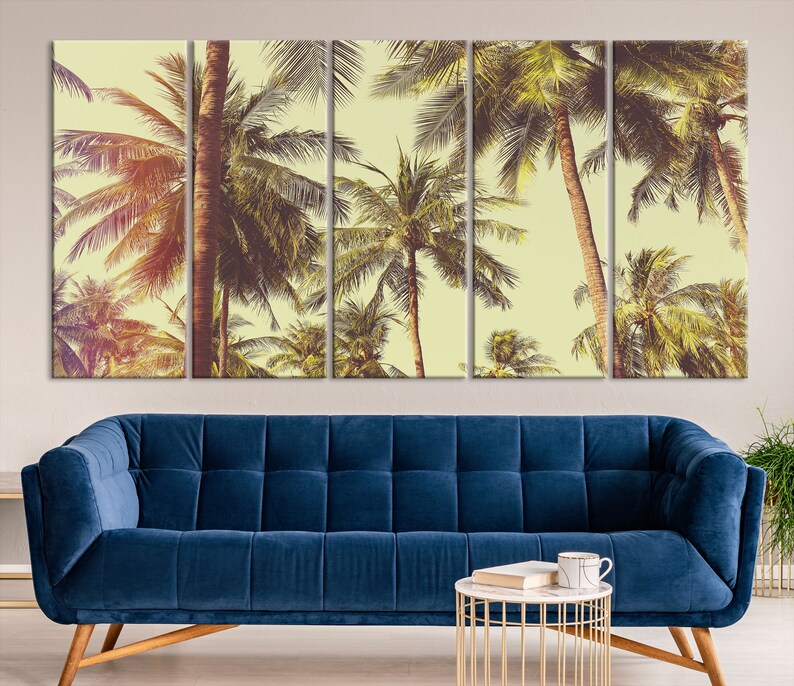 Extra Large Palm Tree Wall Art Print Tropical Canvas Wall Etsy
