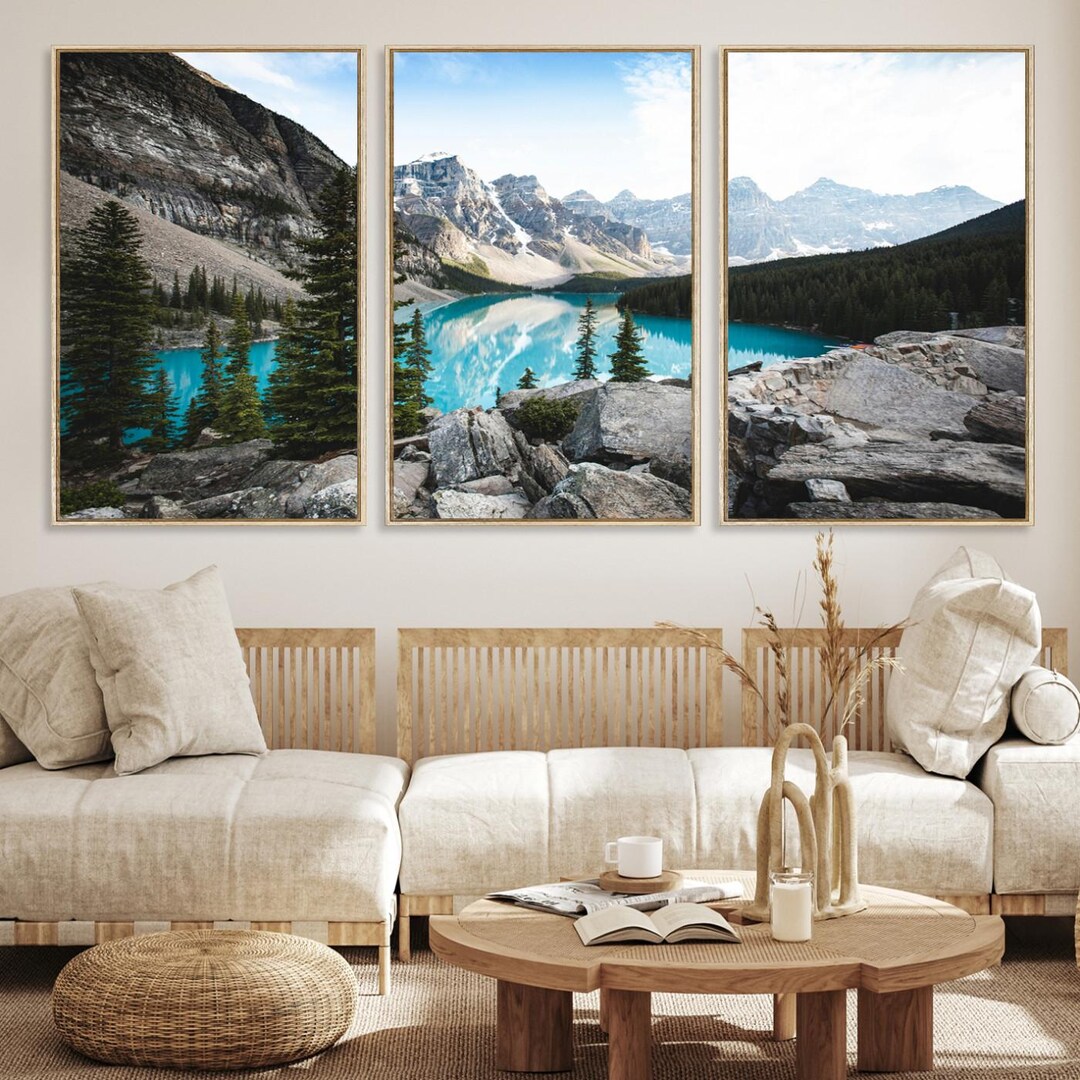 Moraine Lake Landscape Wall Art Canvas Print, Peaceful Mountain Canvas ...
