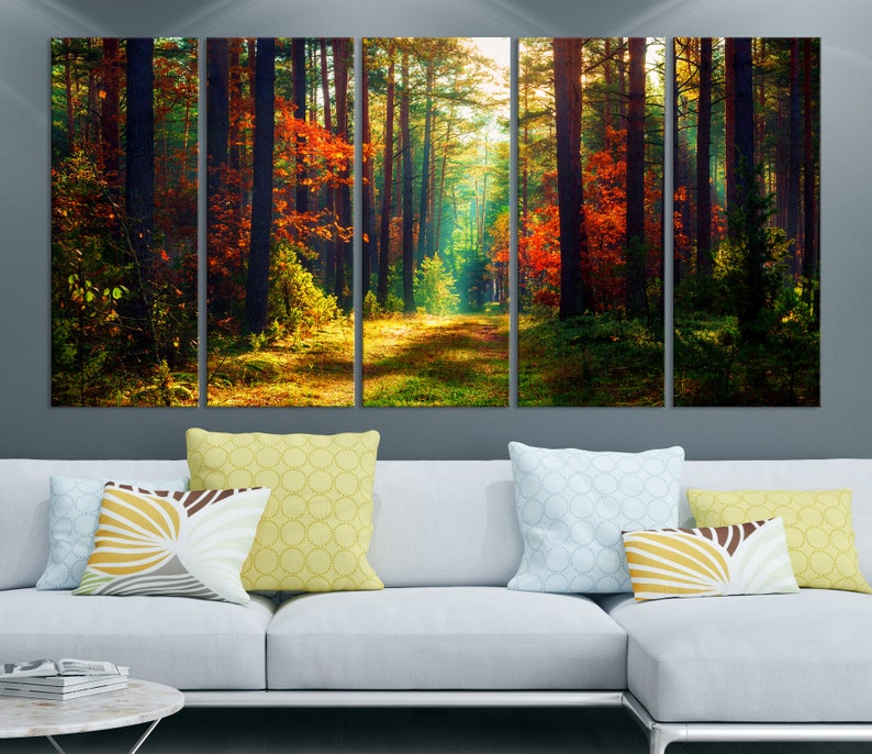 Extra Large Peaceful Forest Wall Art Print Green Forest Etsy