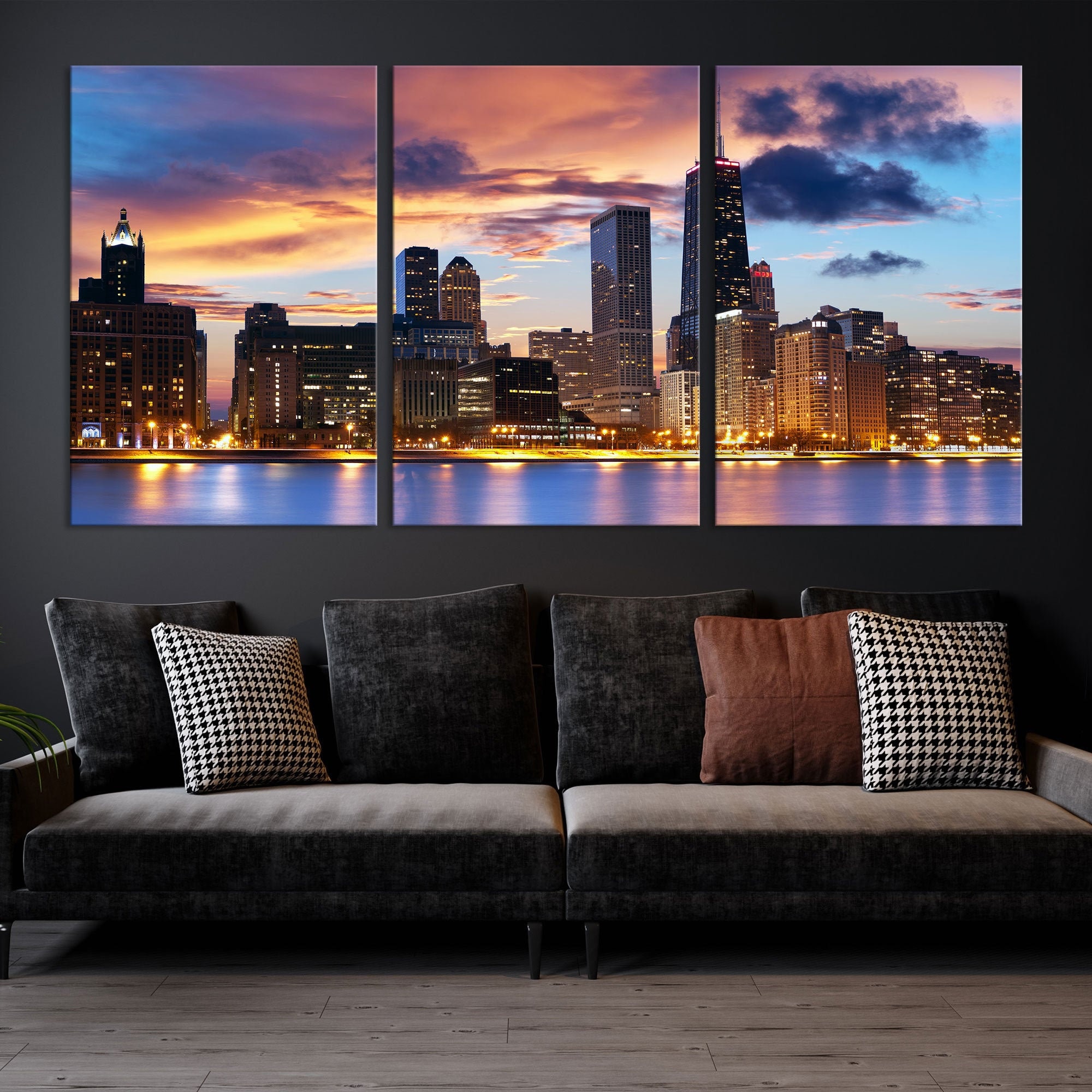 Downtown Chicago Large Wall Art Print Chicago Art Print Etsy