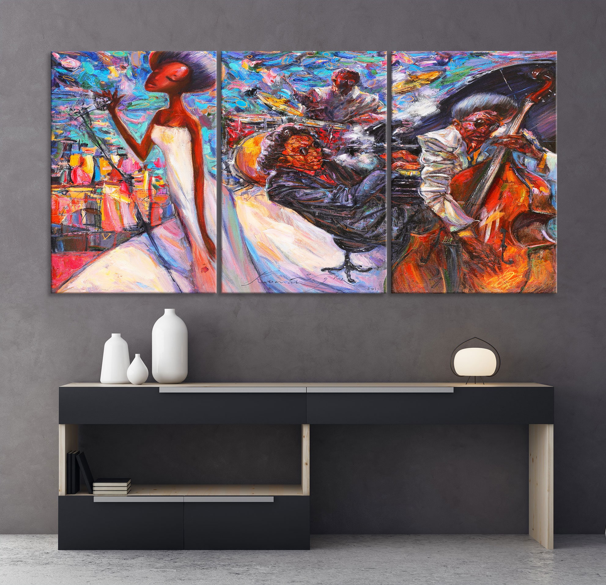 Abstract Jazz Band Wall Art Painting Jazz Canvas Art Print Etsy