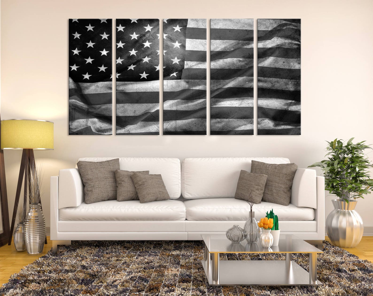 USA Flag Wall Art USA Flag Print Black and White/Original Etsy