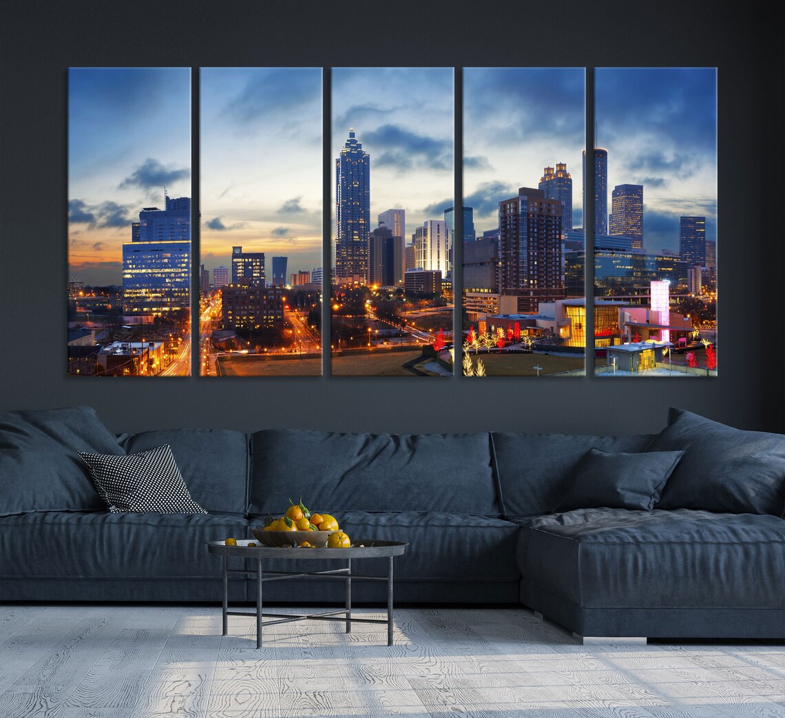 Large Atlanta City Wall Art Canvas Print Atlanta Skyline at Etsy Italia