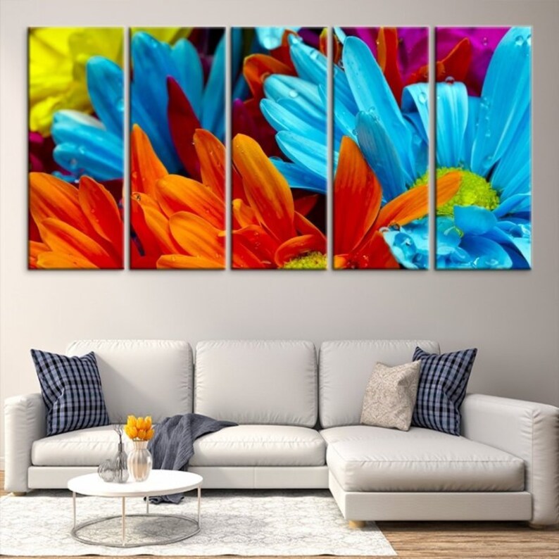 Extra Large Flower Wall Art Colorful Flowers Canvas Print 5 Etsy