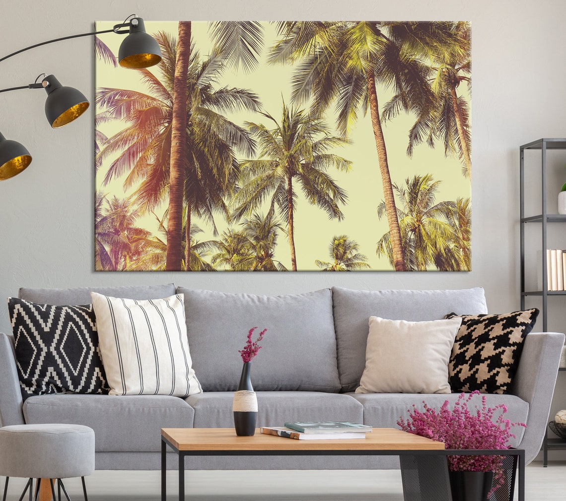 Extra Large Palm Tree Wall Art Print Tropical Canvas Wall Etsy