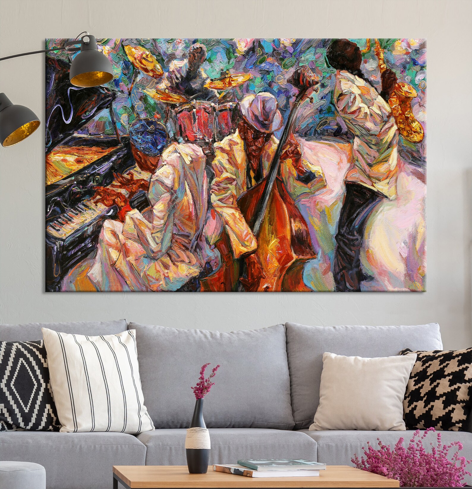 Large Wall Art Abstract Jazz Print African American Art Jazz Etsy