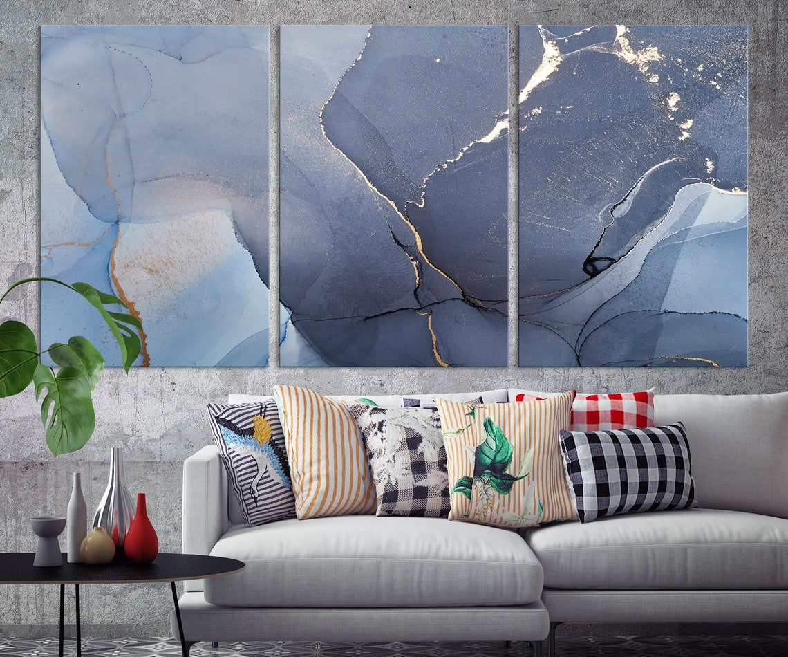 Contemporary Blue Wall Art Extra Large Canvas Wall Art - Etsy