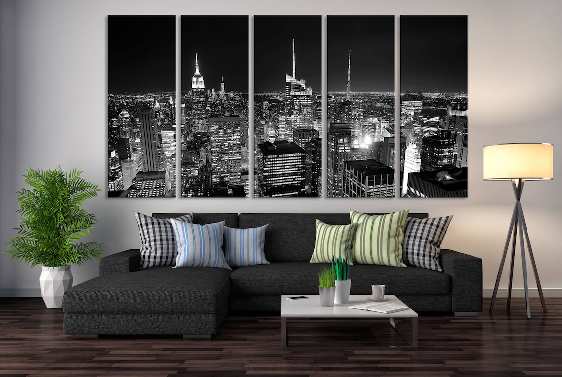 Extra Large City Wall Art New York Canvas Prints Black and Etsy