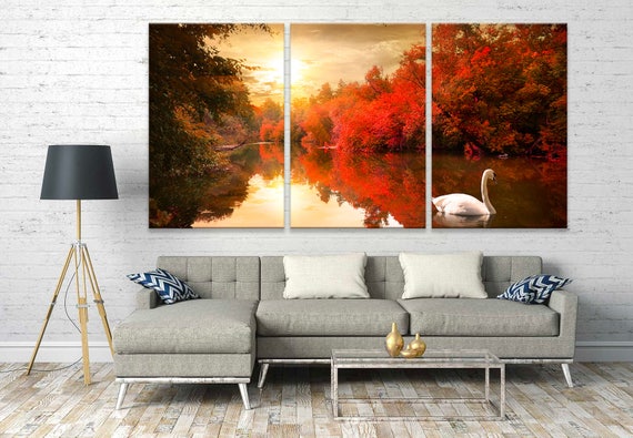 Large Canvas Wall Art Print: Stunning Landscape, Relaxing Wall Art Nature  Canvas Print, Set of 3 Panels Framed, Wall Decor for Living Room 