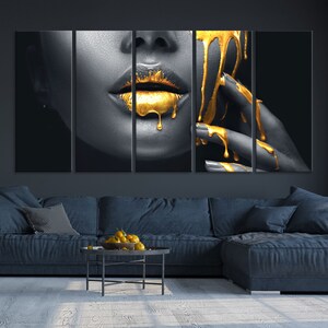 Gold Black Modern Makeup Canvas Wall Art Print Beauty Fashion - Etsy