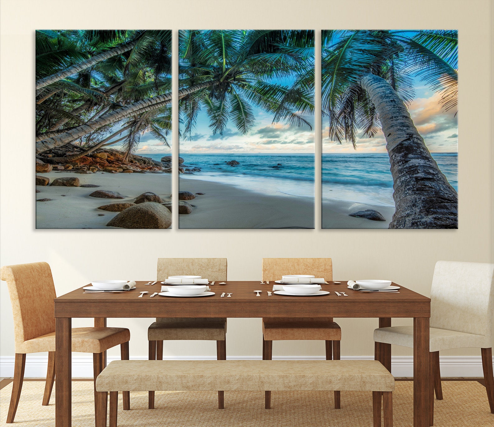 Extra Large Tropical Beach Canvas Wall Art Set of 5 Panel Etsy