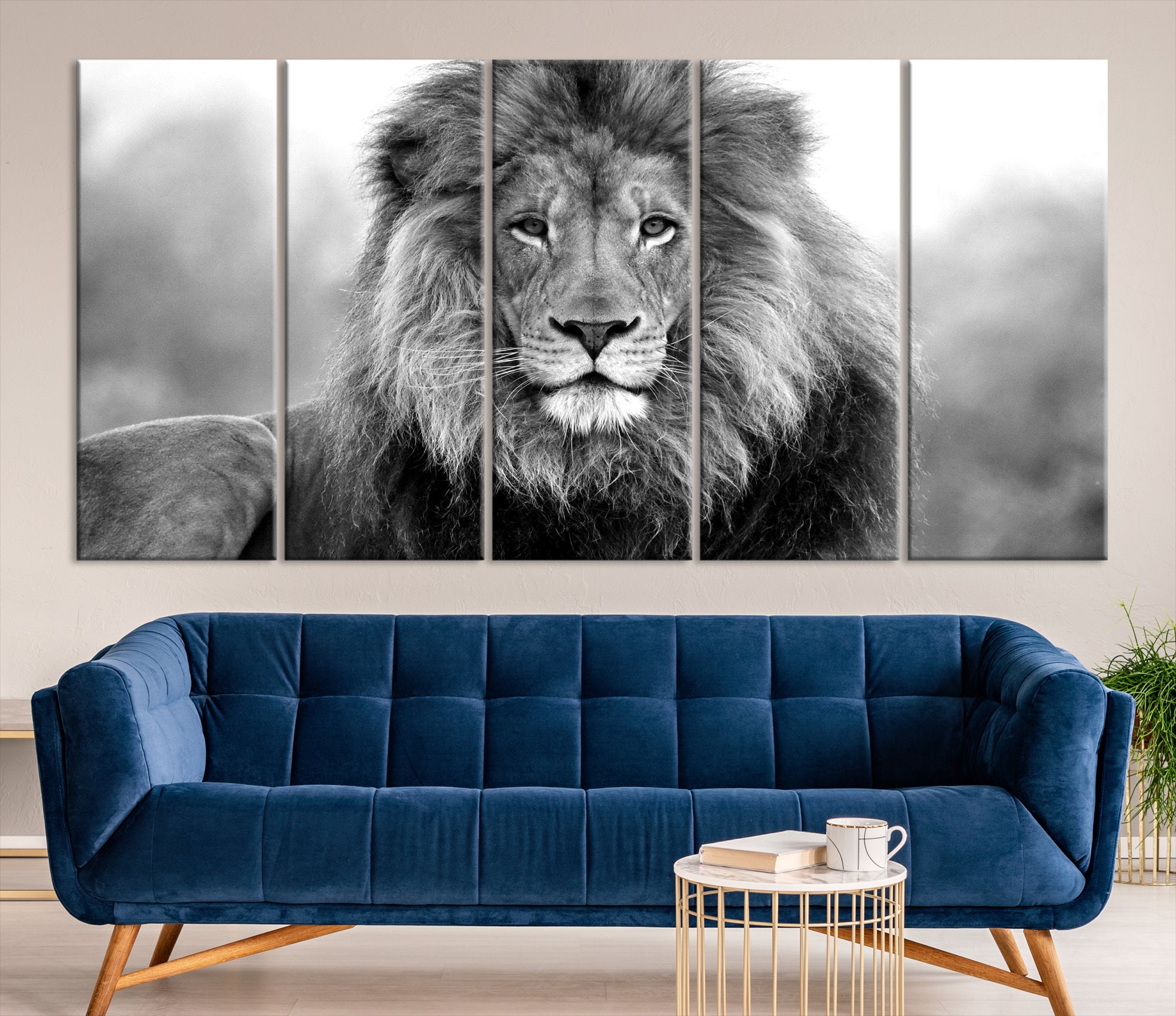 Extra Large Lion Wall Art Black and White Lion Print Lion Etsy
