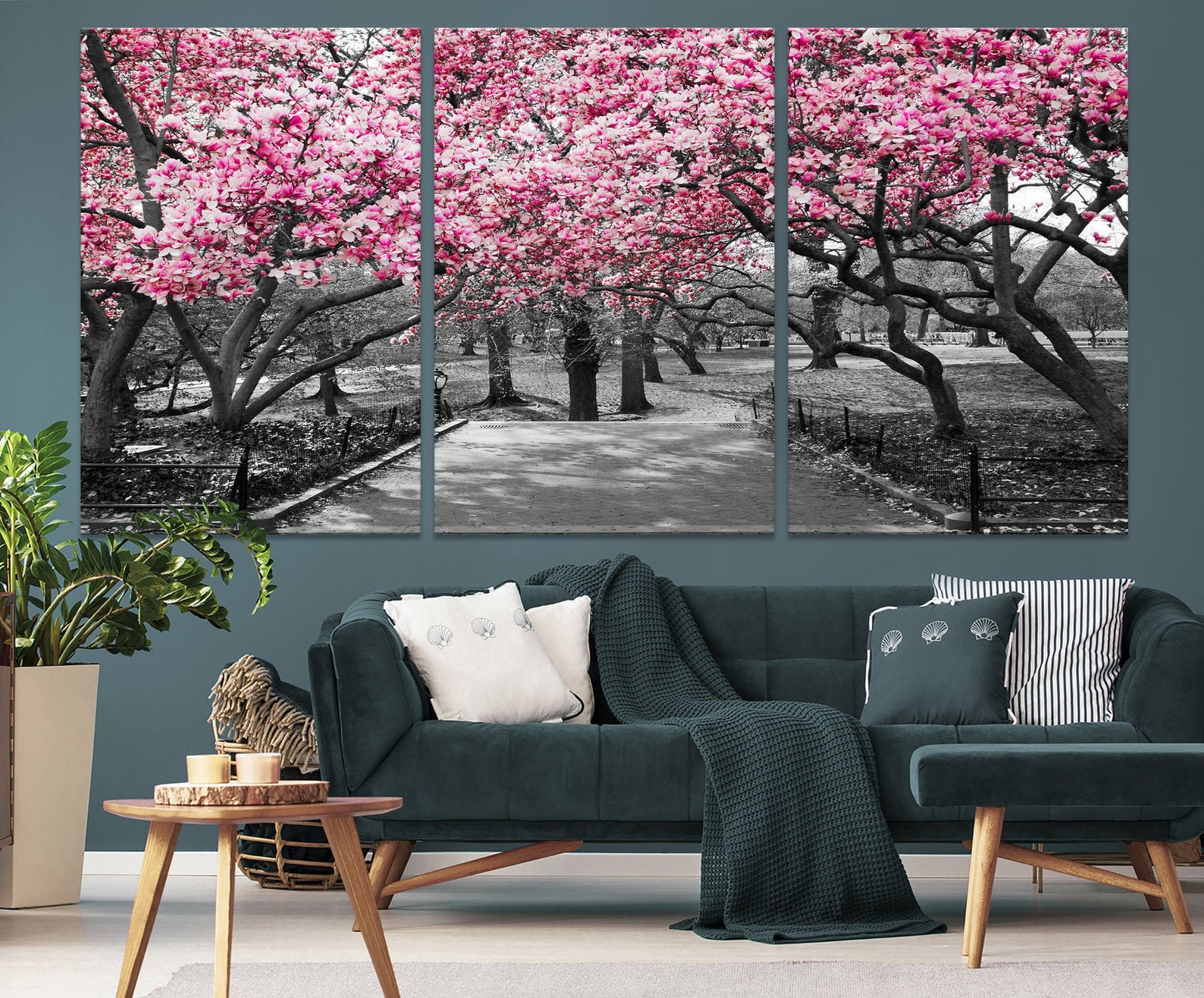 Cherry Blossoms Canvas Wall Art Print Sakura Wall Art Black Etsy