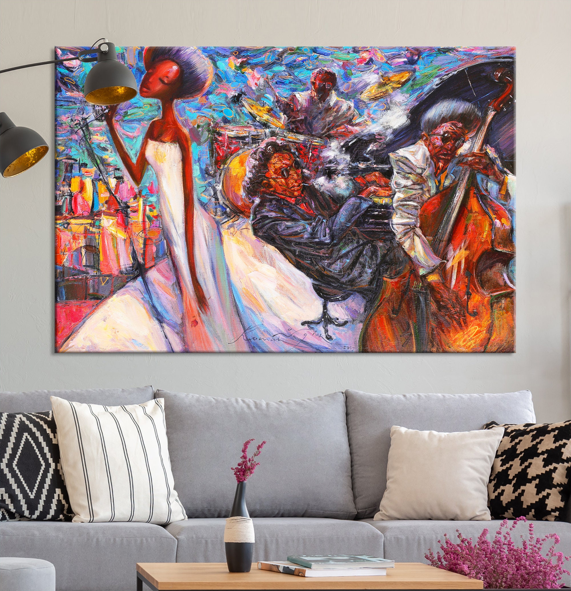 Abstract Jazz Band Wall Art Painting Jazz Canvas Art Print Etsy