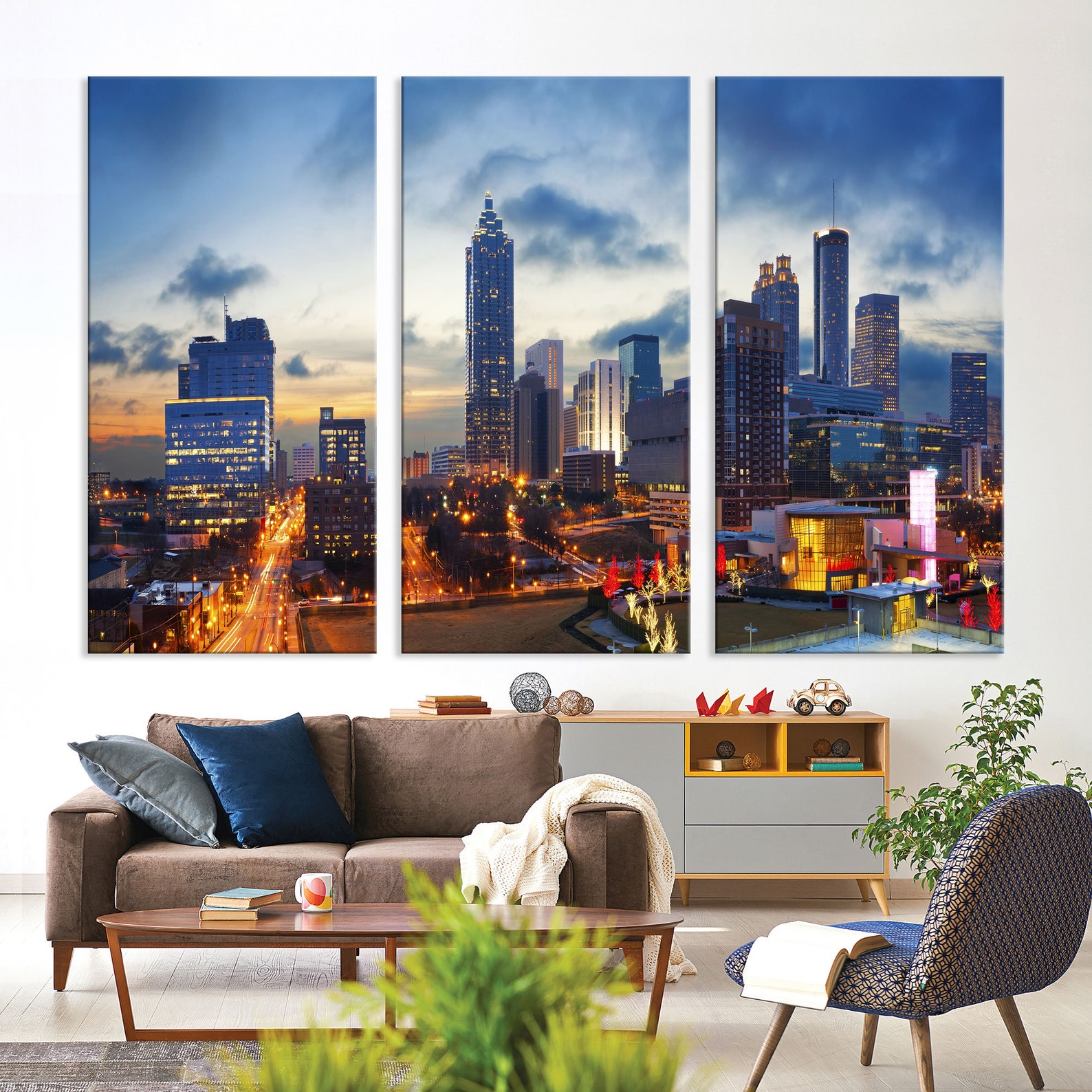 Large Atlanta City Wall Art Canvas Print Atlanta Skyline at Etsy