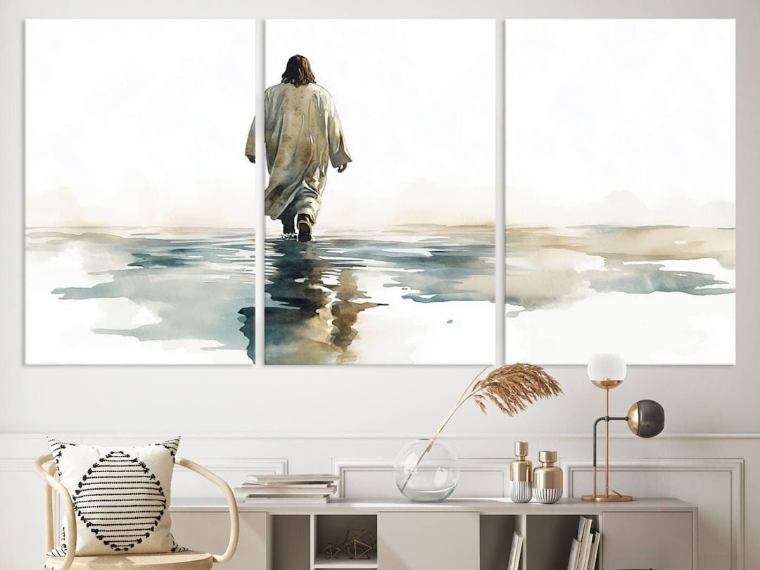 Jesus Christ Wall Art Canvas Jesus Walking on Water Christian Artwork ...