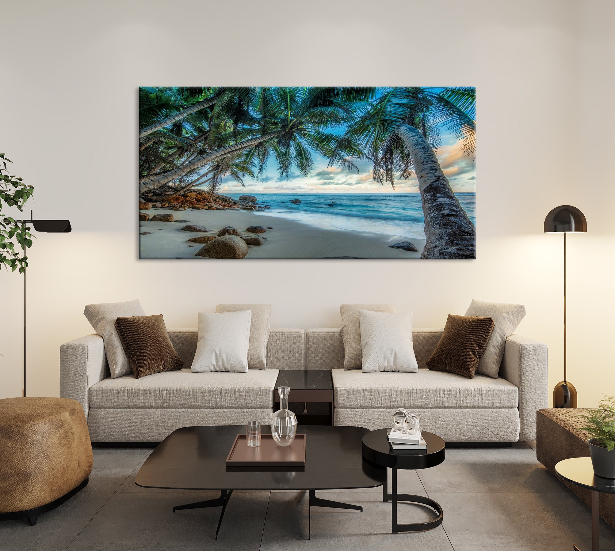 Extra Large Tropical Beach Canvas Wall Art Set of 5 Panel Etsy