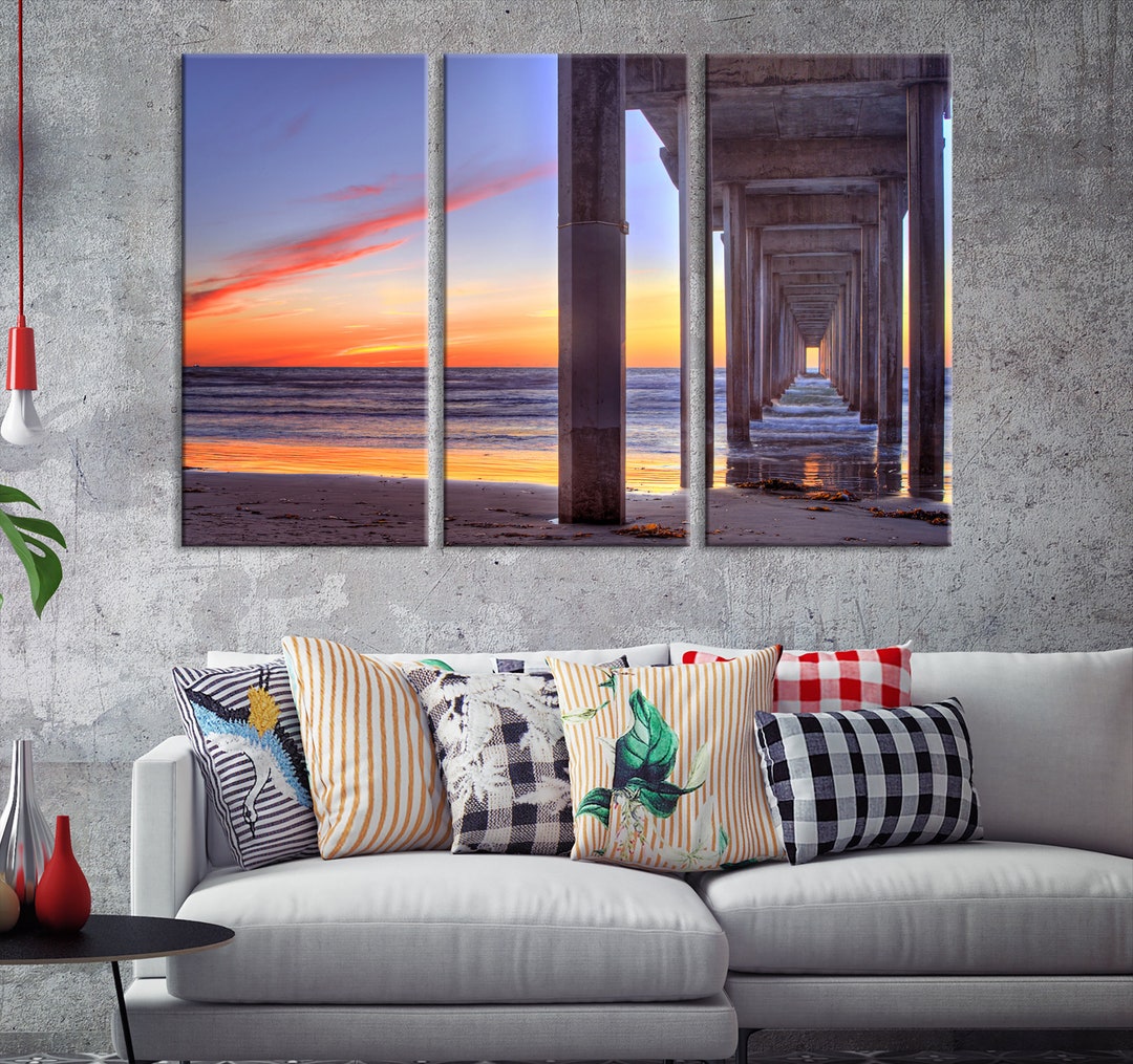Multi Panel Beach Canvas Art, Large Beach Wall Art, Housewarming Gift