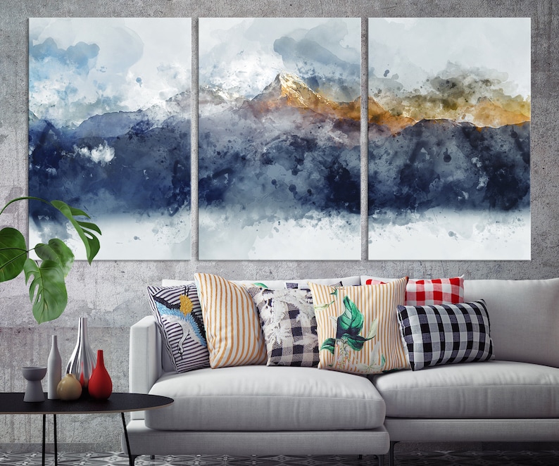 Large Mountain Wall Art Abstract Landscape Modern Wall Art Etsy
