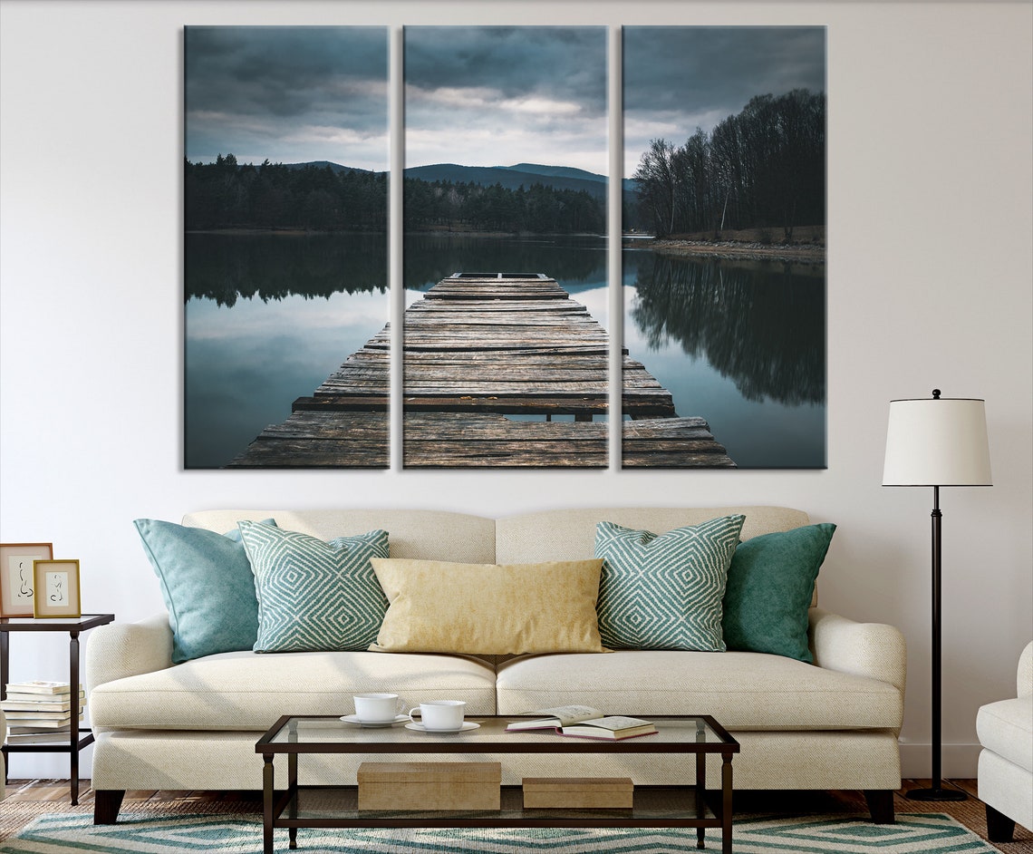Wooden Pier Art Print Wooden Wharf on Lake Wall Art Nature Etsy