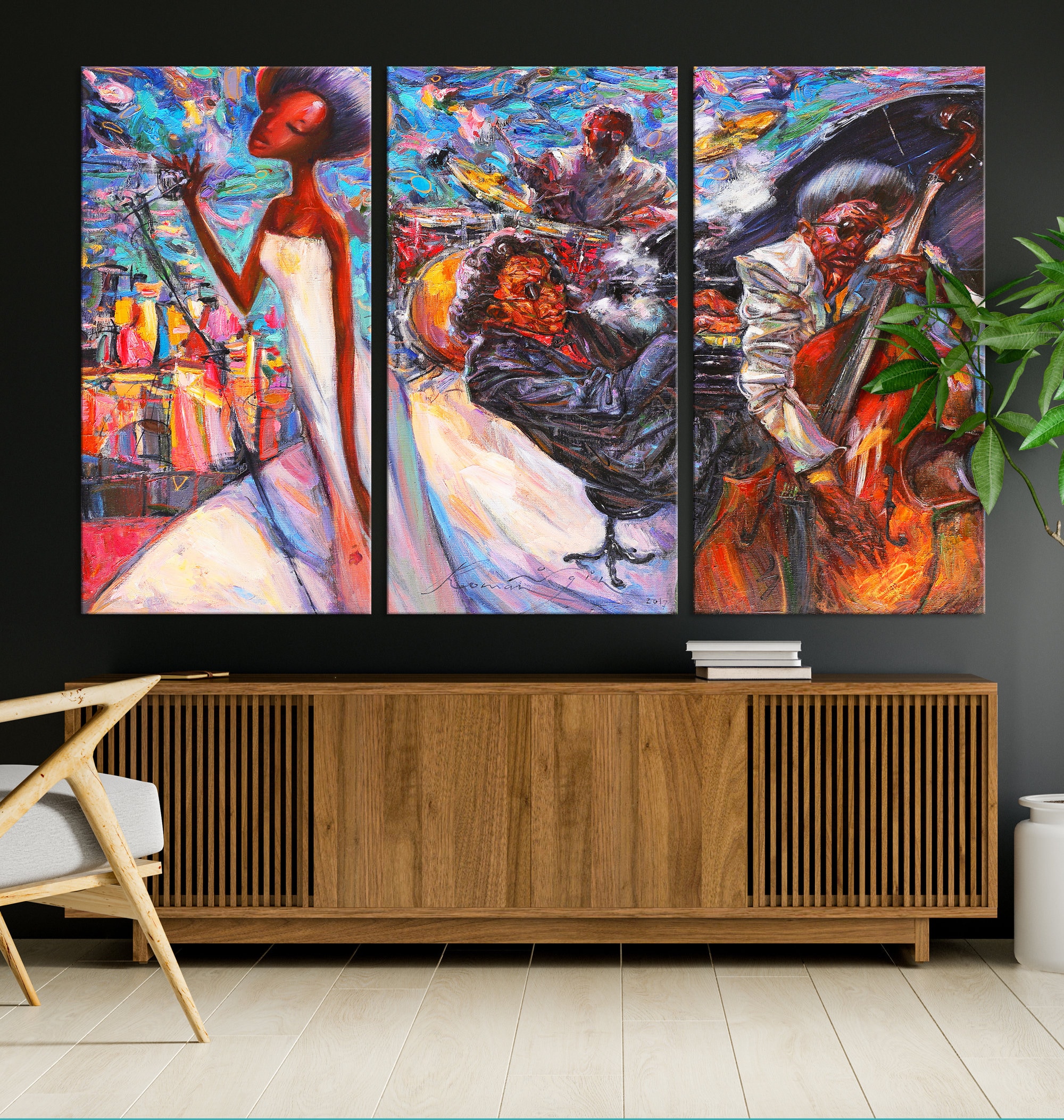 Abstract Jazz Band Wall Art Painting Jazz Canvas Art Print Etsy