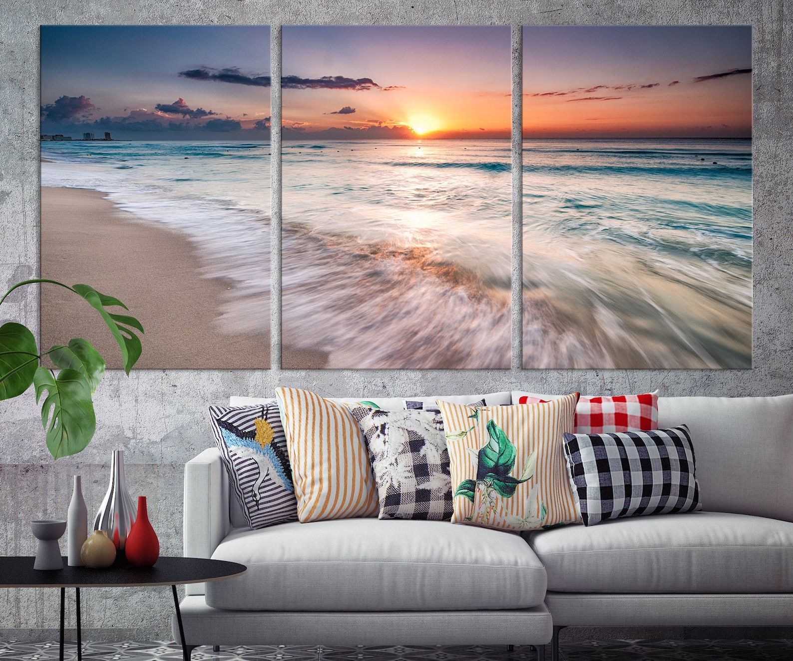 Tropical Beach Canvas Wall Art Large Ocean Sunset Wall Art - Etsy