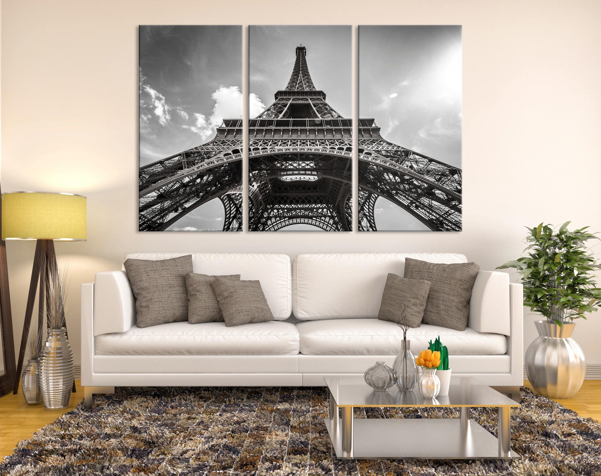 Large 3 Piece Eiffel Tower Canvas Art Straight up Shot - Etsy