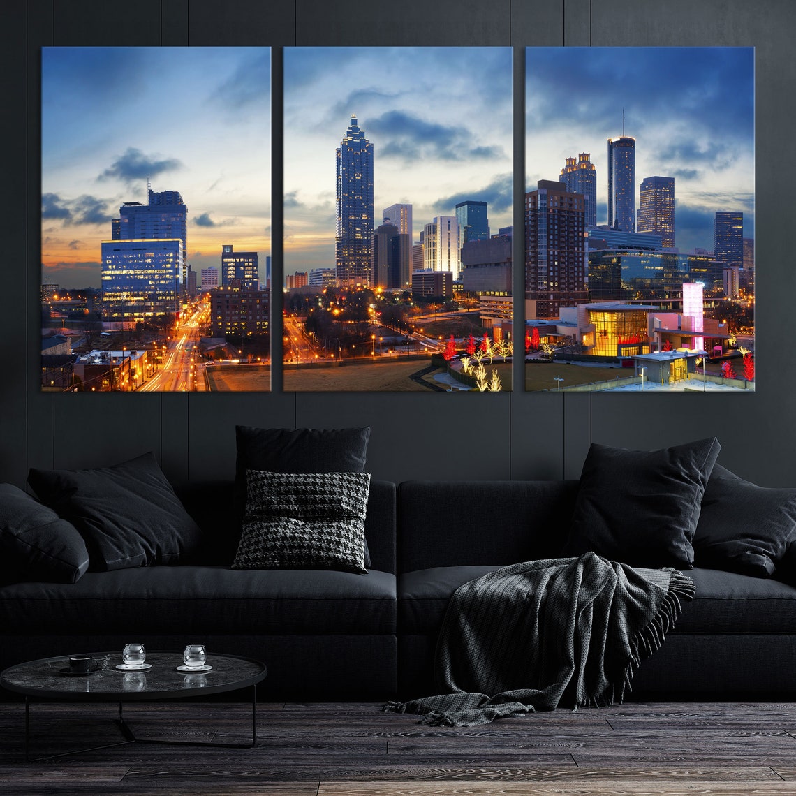 Large Atlanta City Wall Art Canvas Print Atlanta Skyline at Etsy