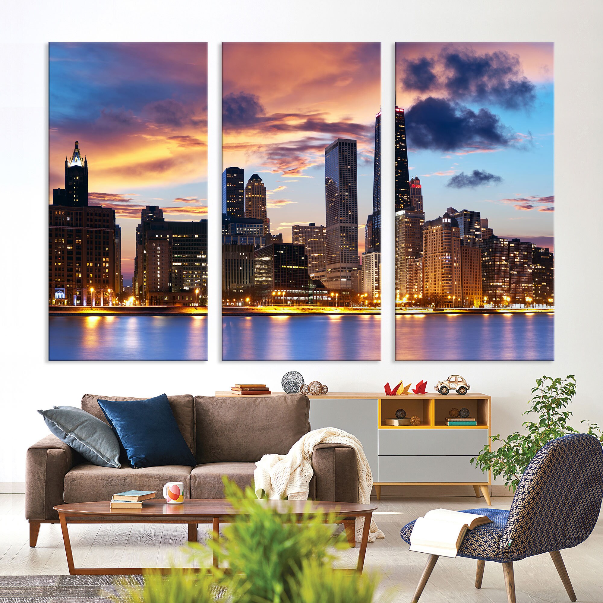 Downtown Chicago Large Wall Art Print Chicago Art Print Etsy
