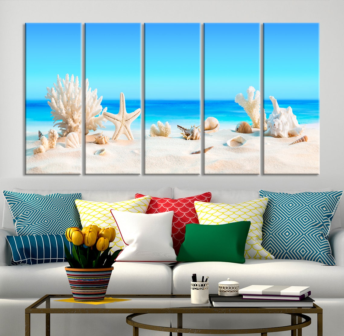 Extra Large Nautical Canvas Wall Art Starfish Wall Art Etsy