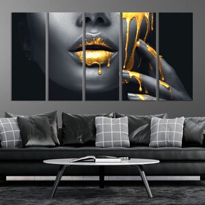 Gold Black Modern Makeup Canvas Wall Art Print Beauty Fashion - Etsy