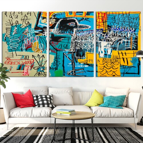 Jean-Michel Basquiat Bird Wall Art Print, The Strokes Album Cover, Jean Basquiat Canvas Print, The New Abnormal shops Art, Large Abstract Wall Art