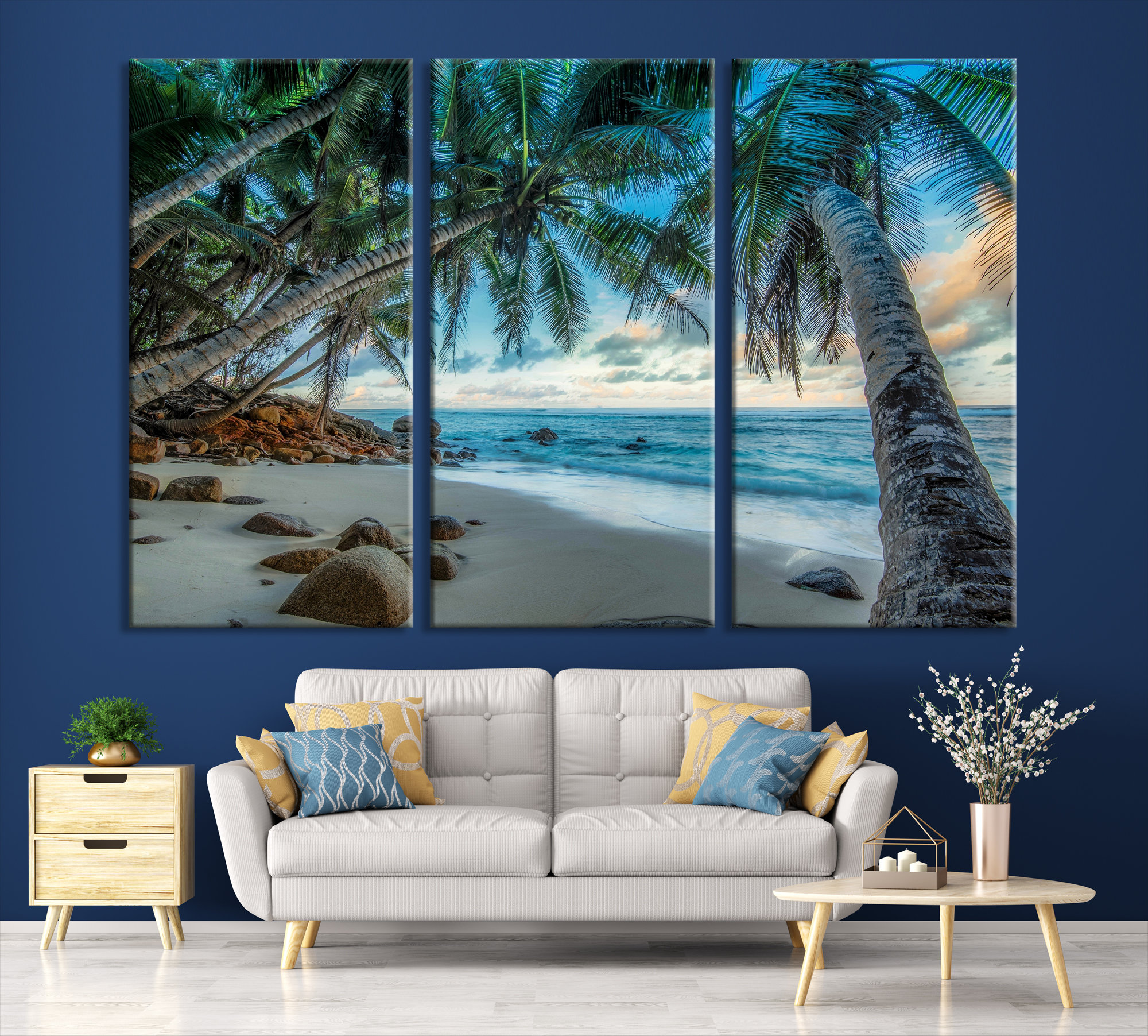 Extra Large Tropical Beach Canvas Wall Art Set of 5 Panel - Etsy