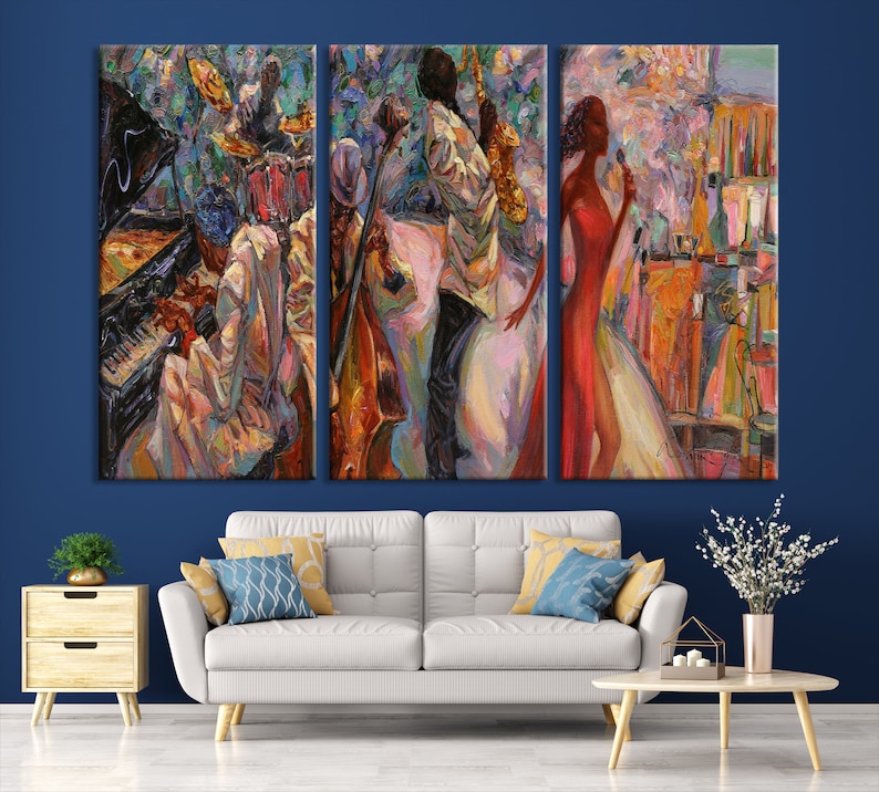 Abstract African American Wall Art for Living Room Jazz Etsy