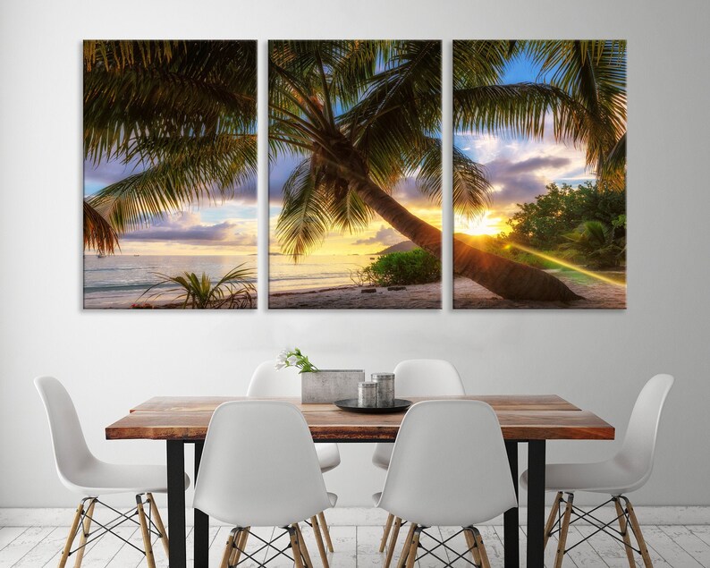 Extra Large Tropical Beach Canvas Wall Art Palm Trees Wall Etsy