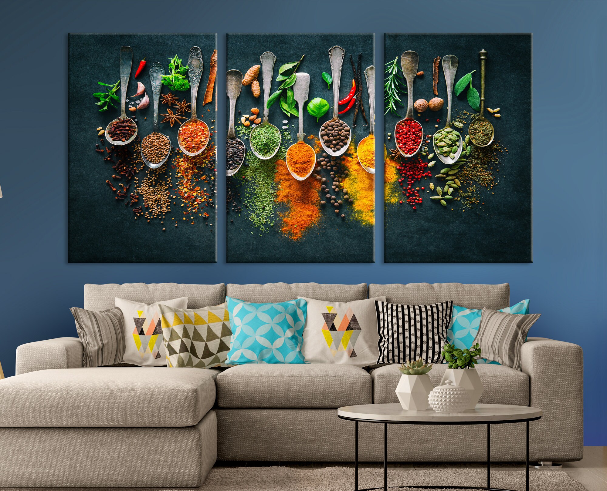 Herbs Spices Spoons Canvas Wall Art Cooking Wall Art Spice Etsy UK
