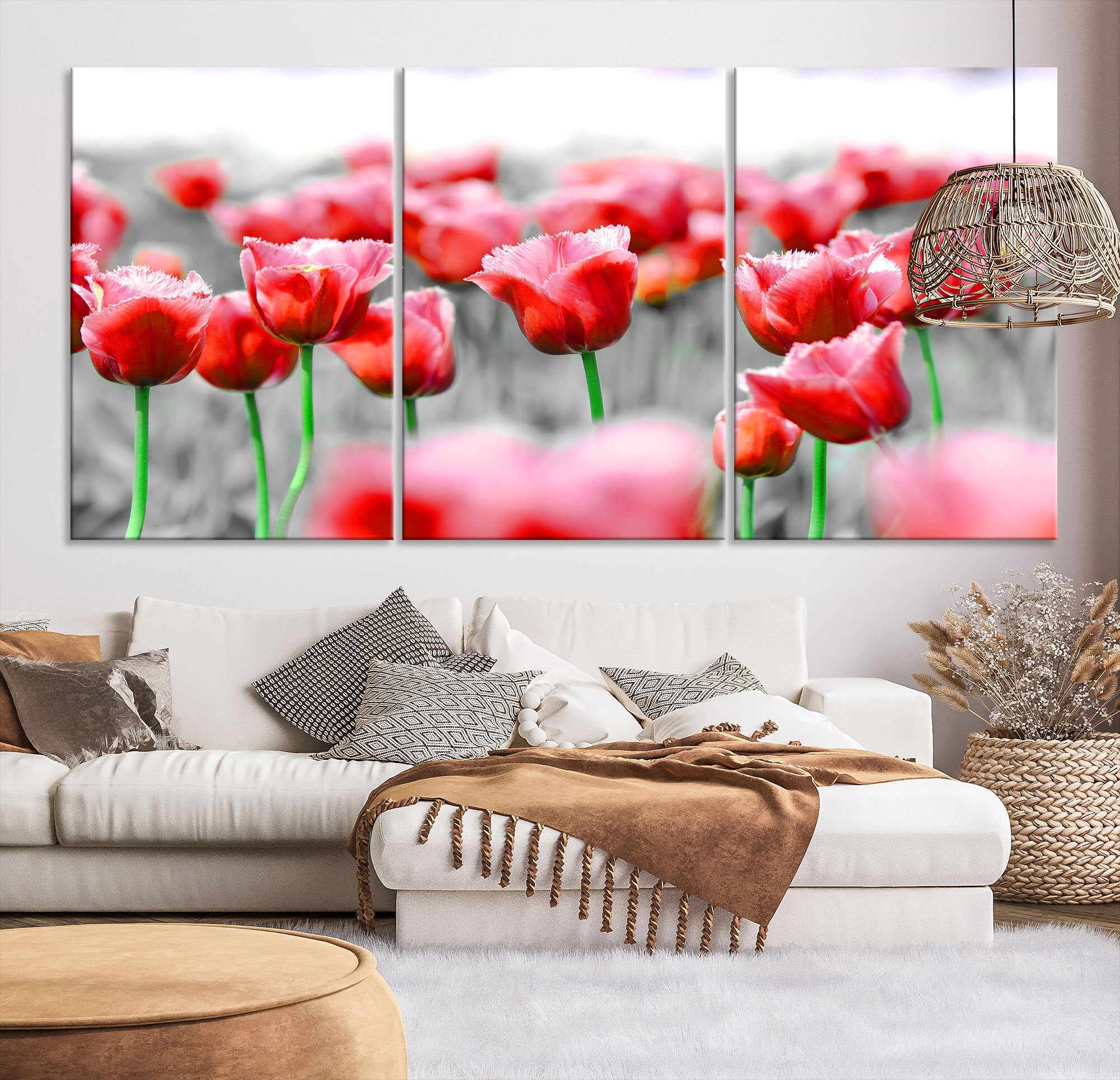 Lovely Tulip Flowers Canvas Wall Art Print Large Tulip Canvas | Etsy