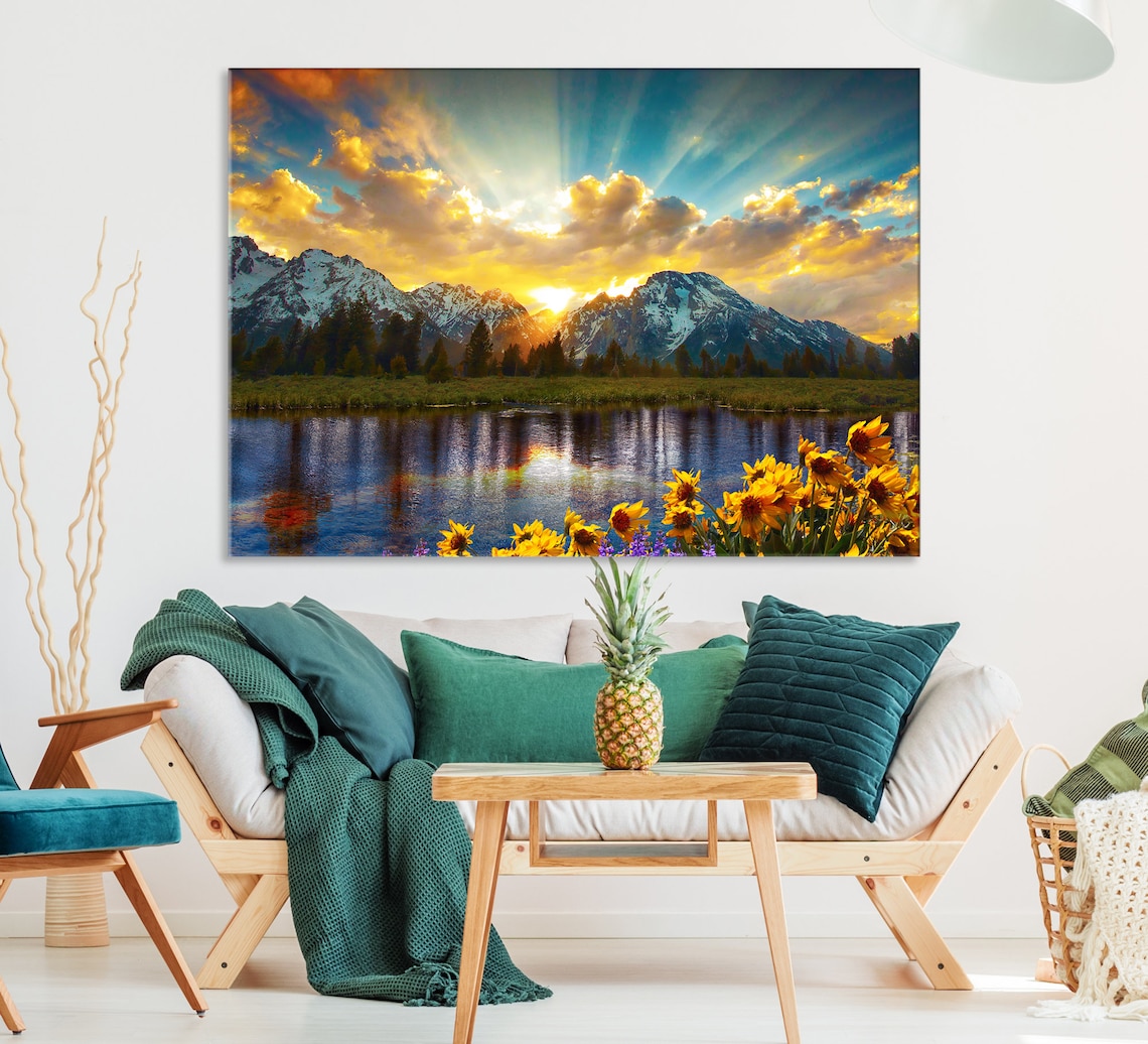 Grand Teton National Park Landscape Wall Art Large Mountain | Etsy