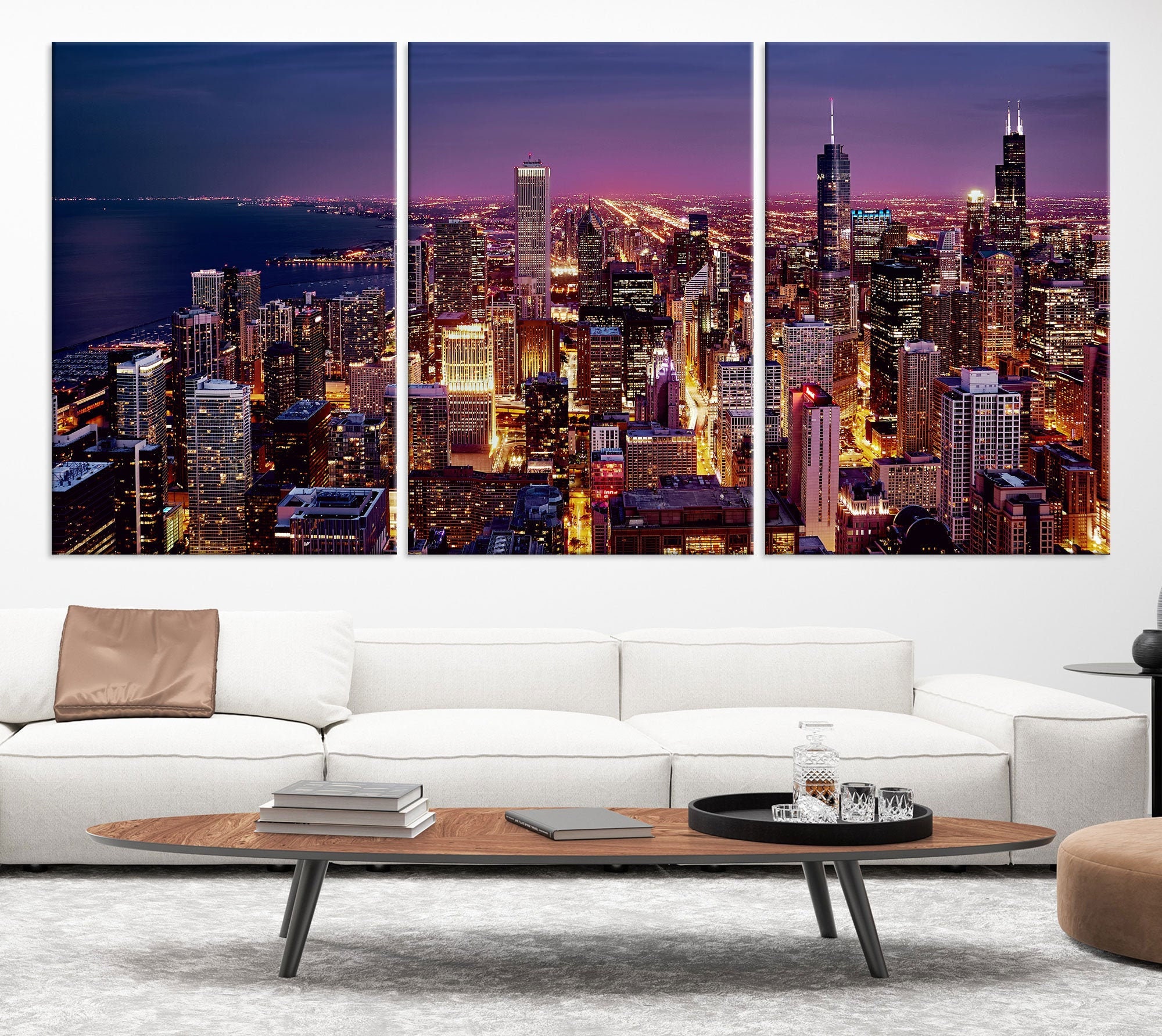 Multi Panel Chicago Skyline Canvas Art Print, Large Chicago Canvas Art, Framed  Canvas Art, City Skyline Print, Birthday Gift, Large Wall Art - Etsy