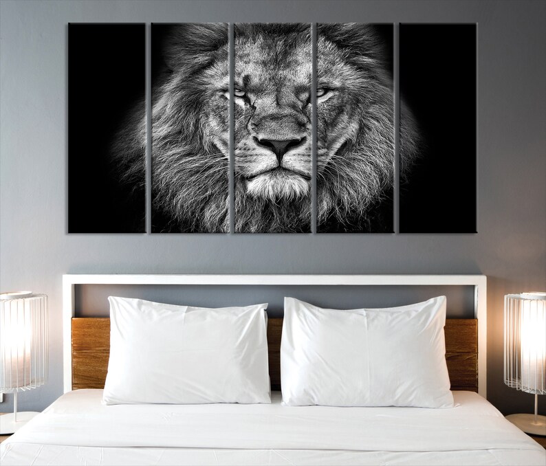Black and White Lion Cavnas Art Lion Canvas Print Large Lion - Etsy