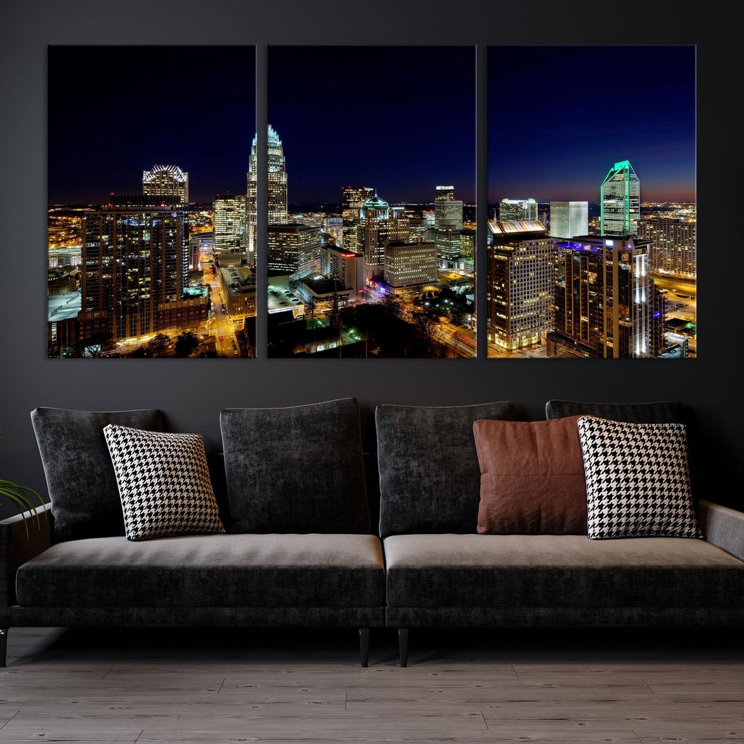 Xlarge Atlanta Skyline Wall Art, Atlanta Night View Canvas Wall Art