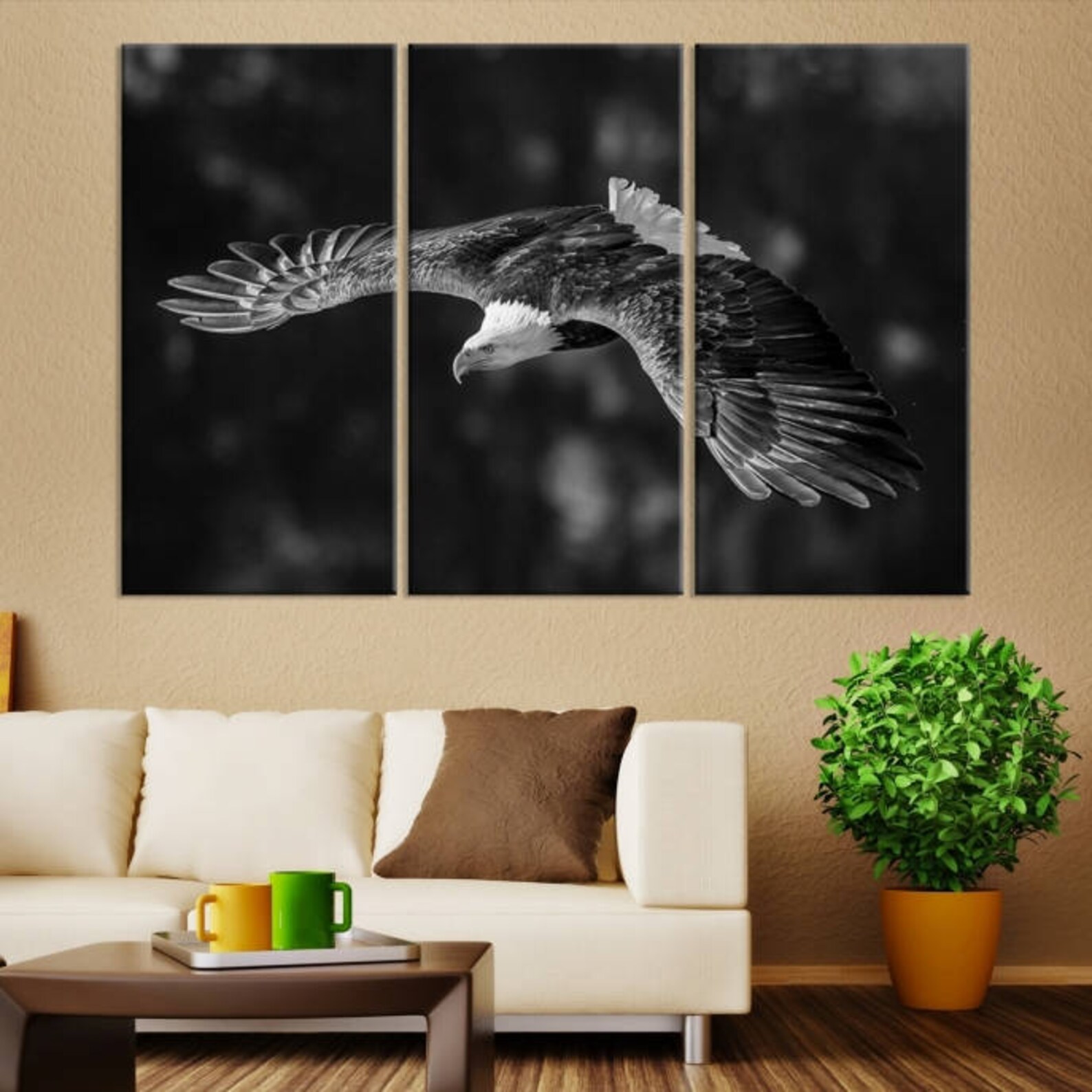 Black and White Flying Eagle Canvas Art Large Wall Art Etsy UK